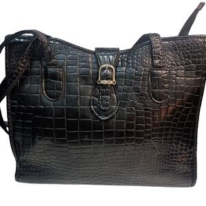 Ralph Lauren Royal‎ Polo Embossed Black Sloane Satchel Bag Purse SKUCH100